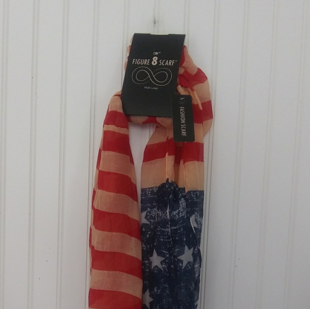 Patriotic scarf. Red white and blue